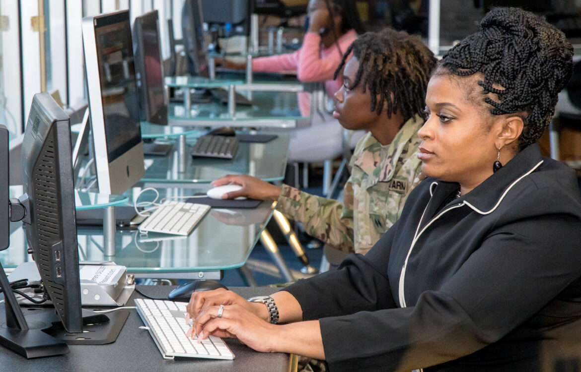 Student at computer